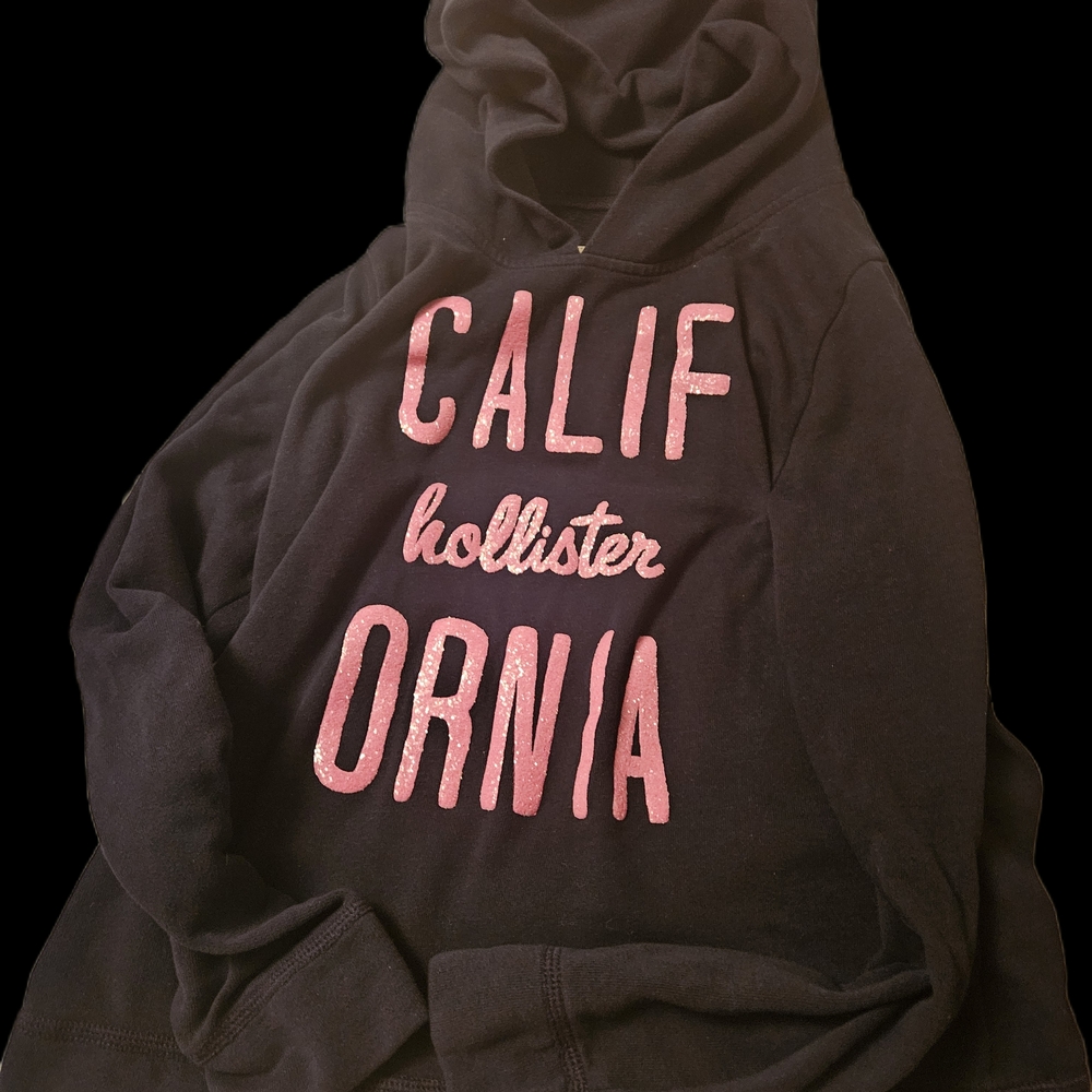 Hollister Women's Black and Pink Cowl Neck Sweater